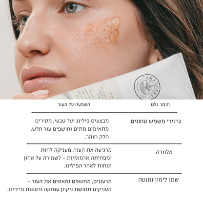 פילינג ג'ל סקראב משמש לעור הפנים
